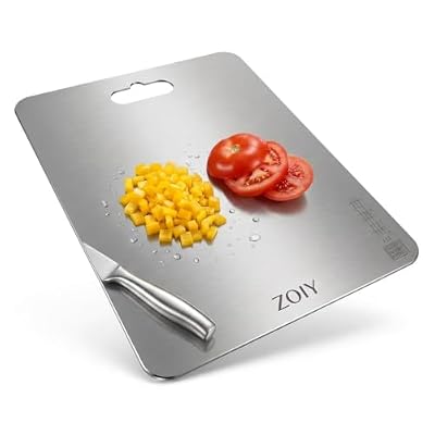 ZOIY Stainless Steel Cutting Board – 31 x 21 cm Rust‑Proof Kitchen Chopper