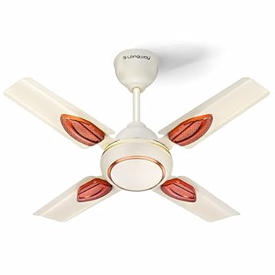 LONGWAY Kiger P1 600 mm 24 inch Ultra High Speed 4 Blade Anti-Dust Decorative Star Rated Ceiling Fan2 Yeras Warranty (Ivory, Pack of 1)