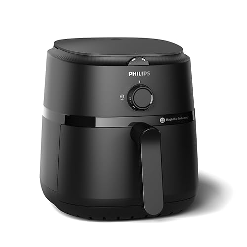PHILIPS Air Fryer NA120&amp;#x2F;00, uses up to 90% less fat, 1500W, 4.2 Liter, with Rapid Air Technology (Black), Large