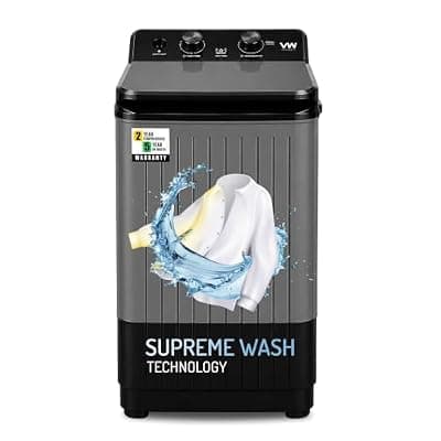 Visio World V8 Supreme-Wash 8.5 kg Semi-Automatic Top Load Washer - Black/Grey