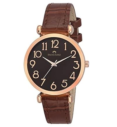 SWISSTONE Leather Strap Analog Wrist Watch for Women