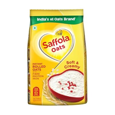 Saffola Instant Rolled Oats 1kg – 13g Protein, 10g Fiber, Soft &amp; Creamy