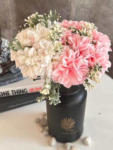 TIED RIBBONS Polyester Pack of 2 Artificial Hydrangea Dahlia Flowers Bunch for Home Decor Vase Pot Living Room Bedroom Office Table Decoration Items (Pot Not Included) (Multi, 24.1 Cm)