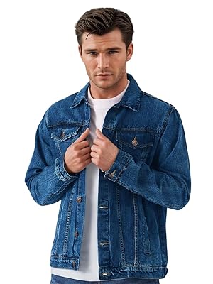 Men's Classic Denim Jacket - Buttoned Front|Regular Fit|Long Sleeves|Distressed Detailing|Casual Outerwear