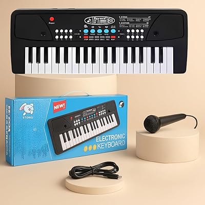 Storio Kids Piano Keyboard with Mic | 37 Keys, 8 Rhythms, 8 Tones &amp; 6 Demo Songs | Electronic Musical Toy for Boys &amp; Girls Age 2-5 | Educational &amp; Recording Keyboard for Beginners