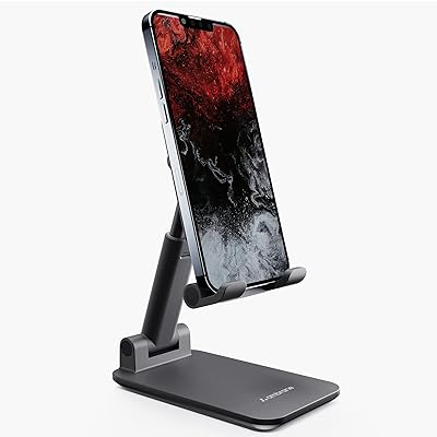 Ambrane Mobile Holding Tabletop Stand, 0-135 Perfect View, Height Adjustment, Wide Compatibility, Multipurpose, Anti-Skid Design