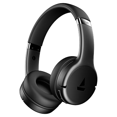 boAt 2025 Launch Rockerz 411, 40Ms Low Latency, 40Hrs Battery, 40Mm Drivers, ENx Tech, Stream Ad Free Music via App Support, Bluetooth Headphones, Wireless Over Ear Headphone with Mic (Active Black)