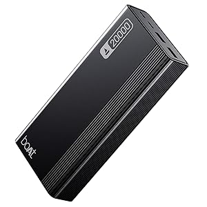 boAt Energyshroom PB401 20000mAh Power Bank| Micro USB Type-C Input(2-Way Input Ports), 22.5W, 3X Output Ports, Compatible with Tablets, Smartphones, Earbuds, Smartwatch (Carbon Black)