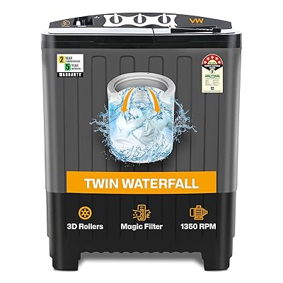 VW 7.5 kg 5 Star Aqua Spin Semi Automatic Top Load Washing Machine AquaSpin0075P (Black)