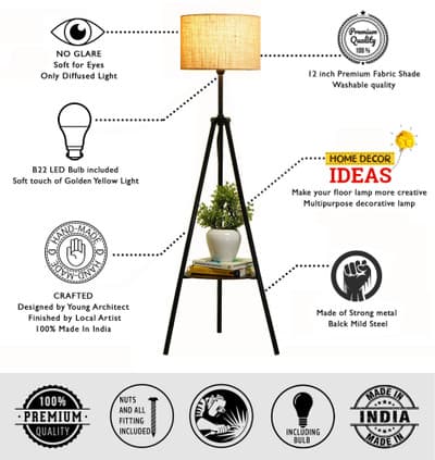 Flipkart Perfect Homes Tripod Floor Lamp – Modern LED Lighting thumbnail 3
