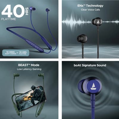 boAt Rockerz 110 Wireless Earphones – 40 Hrs Playback, ENx Tech & Beast Mode thumbnail 2