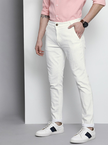 The Indian Garage Co. Slim Fit White Jeans for Men thumbnail 2