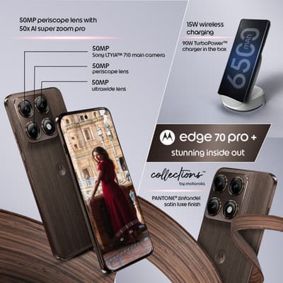 MOTOROLA Edge 70 Pro+ (Sculpted Wood PANTONE Chicory Coffee, 256 GB) thumbnail 3