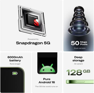 Mivi One 5G Smartphone – 8GB RAM, 128GB Storage, 6000mAh Battery, 50MP Camera – Green thumbnail 2