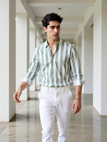 NAYRADEC Men Striped Formal Shirt - White & Grey thumbnail 2