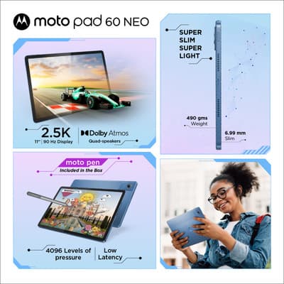 Motorola Pad 60 Neo 11‑inch Wi‑Fi Tablet 6 GB RAM 128 GB ROM (Mabilbu Blue) thumbnail 2