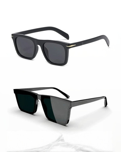 HAYDEN haiza Men's Square Sunglasses – UV Protection, Black Frame
