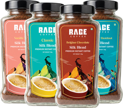 RAGE Silk Blend Instant Coffee Combo – 4 Flavors, 120g Each
