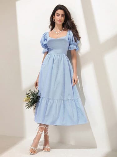 Sheetal Associates Light Blue Fit & Flare Maxi Dress