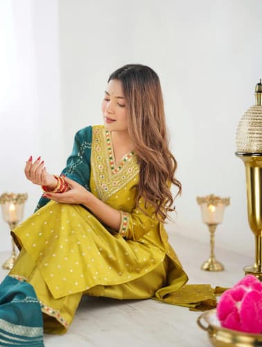 Skylee Women Kurta Pant Dupatta Set ā Elegant Ethnic Wear Ensemble
