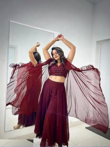 HouseOfCommon Women Ethnic Top Sharara Dupatta Set