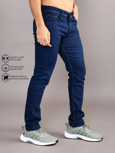 Lzard Slim Dark Blue Jeans for Men – Slim Fit