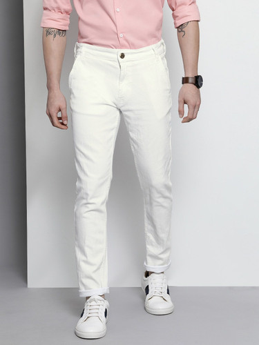 The Indian Garage Co. Slim Fit White Jeans for Men