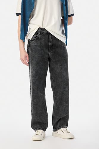 Snitch Men's Baggy Fit Black Jeans