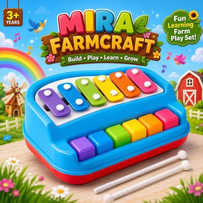 Mira Farmcraft Musical Xylophone & Mini Piano Set – Safe, Non-Toxic, Battery-Free Kids Toy