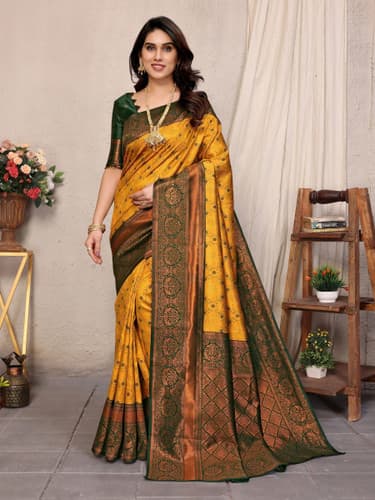 AVANTIKA FASHION Woven Kanjivaram Pure Silk Art Silk Saree