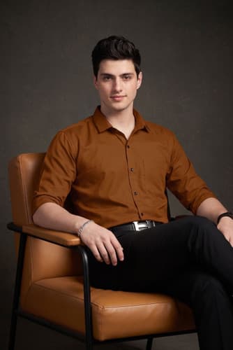 FIBERMILL Men's Formal Brown Solid Shirt