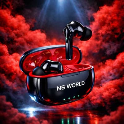MUSIC SYSTEM FOR HOME NS WORLD TharRox Airbud TWS Earbuds – HD Pro, BGMI Gaming, Mic & Touch Controls