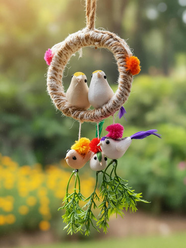 MegaValue HQ Artificial Bird with Hanging Nest – 23 cm Decorative Showpiece (Pack of 1)