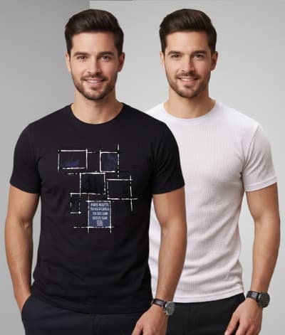 V2 BOYS Men's Multicolor Printed Round Neck T-Shirt