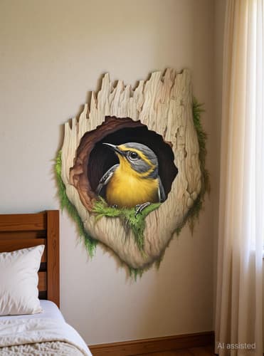 RSB HUB 60 cm 3D Bird Wall Sticker – Self Adhesive