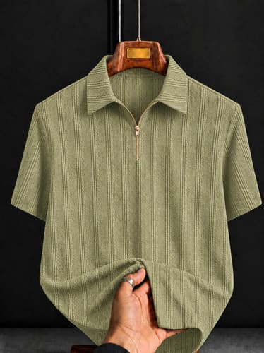 COMBRAIDED Men's Polo Neck T-Shirt – Light Green