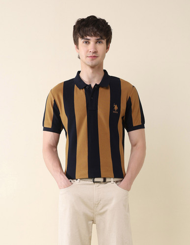 VOIDLINE Printed Men Polo Neck Pink T-Shirt