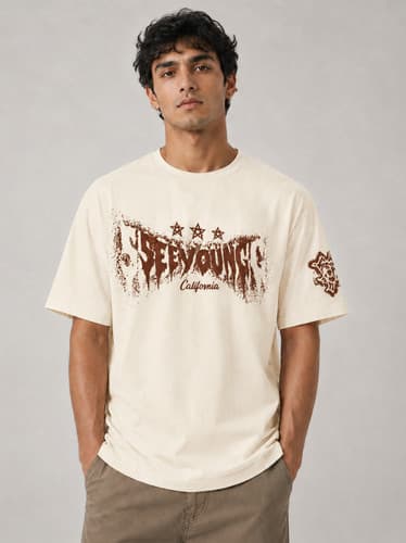 Roadster Men's Multicolor Printed Round Neck T-Shirt
