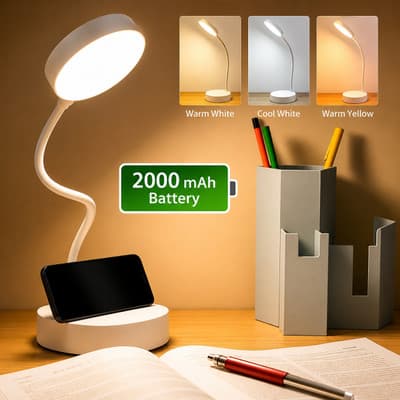 Trust Ware White LED Table Lamp – Touch Control, 3 Brightness Modes, Rechargeable