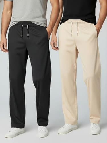 INDICLUB Men's Loose Fit Black & Beige Trousers