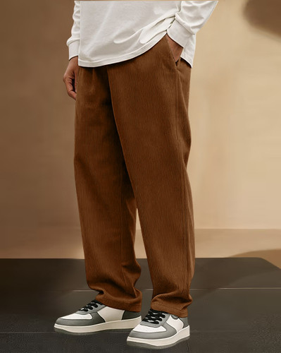 METRONAUT Men's Regular Fit Brown Trousers