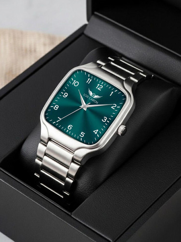 LOIS CARON LCS-4312 Green Dial Square Quartz Watch for Men